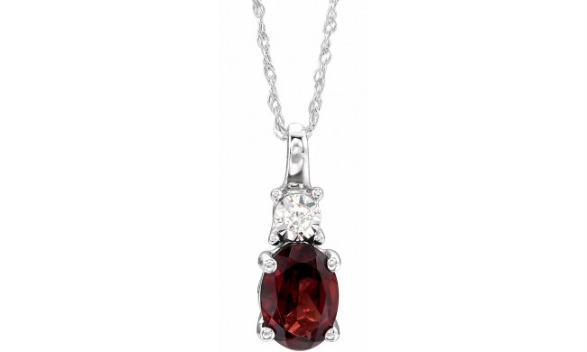 14K White Mozambique Garnet & .02CTW Diamond 18 Necklace