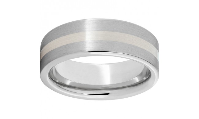 Serinium Pipe Cut Band with a 2mm Sterling Silver Inlay and Satin Finish