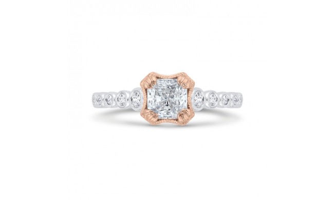 Shah Luxury 14K Two-Tone Gold Bezel Set Diamond Engagement Ring with Round Shank (Semi-Mount)