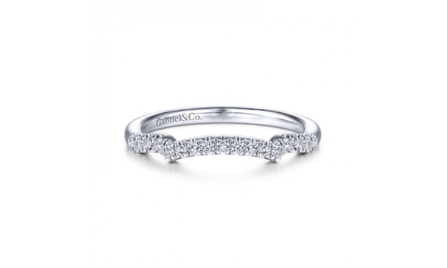 Gabriel & Co. 14k White Gold Victorian Curved Wedding Band