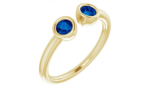 14K Yellow Blue Sapphire Two-Stone Ring