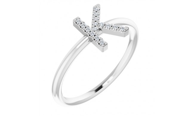 14K White .05 CTW Diamond Initial K Ring