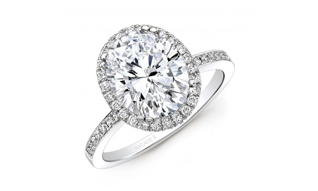 18k White Gold Oval Halo Diamond Engagement Ring