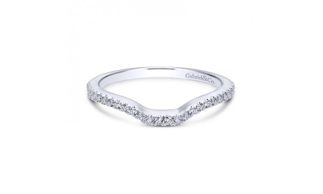 Gabriel & Co. 18k White Gold Contemporary Curved Wedding Band