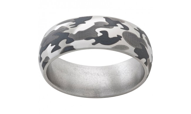 Titanium Domed Band with Camo Laser Engraving