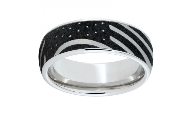 Serinium Domed Band with American Flag Laser Engraving