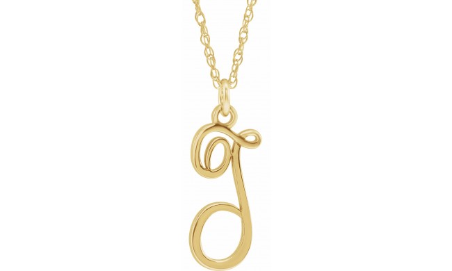 14K Yellow Script Initial T 16-18 Necklace
