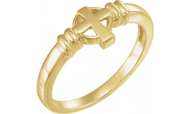14K Yellow Cross Chastity Ring