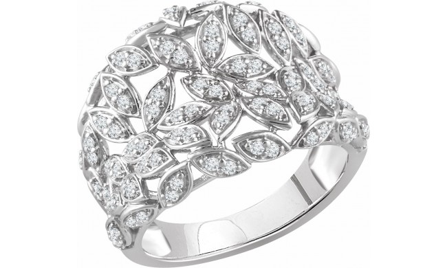 14K White 1/2 CTW Diamond Leaf Ring
