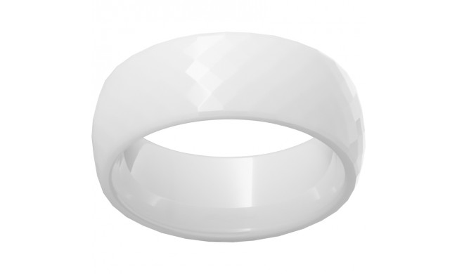 White Diamond CeramicDomed Faceted Ring