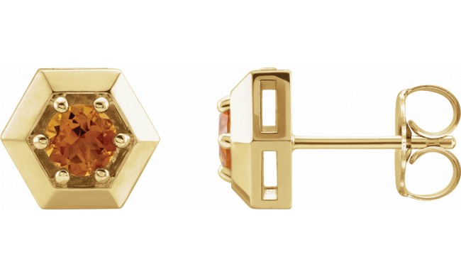 14K Yellow Citrine Geometric Earrings