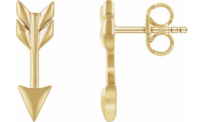 14K Yellow Arrow Earrings