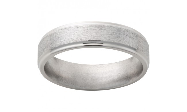 Titanium Flat Band with Grooved Edges and Stone Finish
