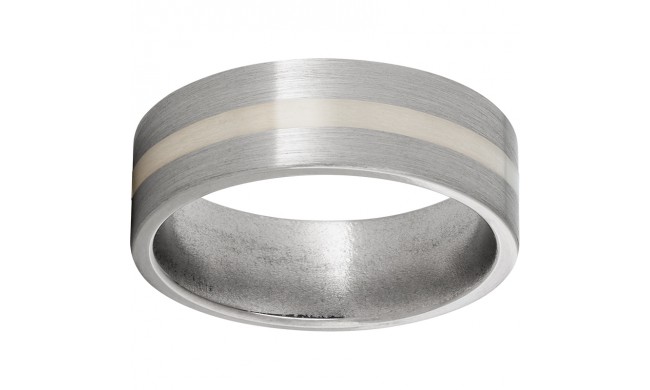 Titanium Flat Band with a 2mm Sterling Silver Inlay and Satin Finish