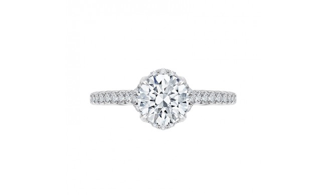 Shah Luxury 14K White Gold Round Diamond Floral Engagement Ring with Euro Shank (Semi-Mount)