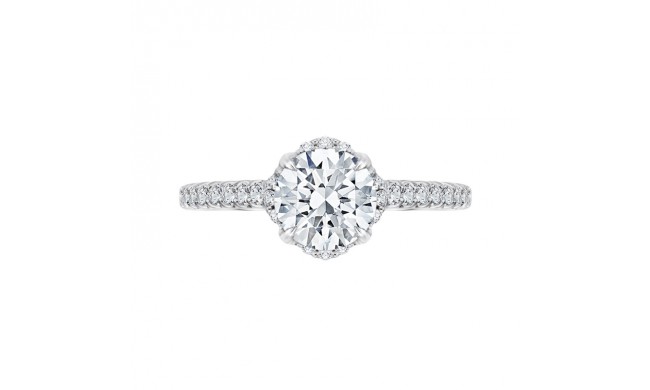 Shah Luxury 14K White Gold Round Diamond Floral Engagement Ring with Euro Shank (Semi-Mount)