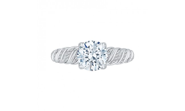 Shah Luxury 14K White Gold Round Diamond Engagement Ring (Semi-Mount)