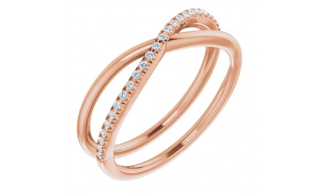 14K Rose 1/8 CTW Diamond Criss-Cross Ring