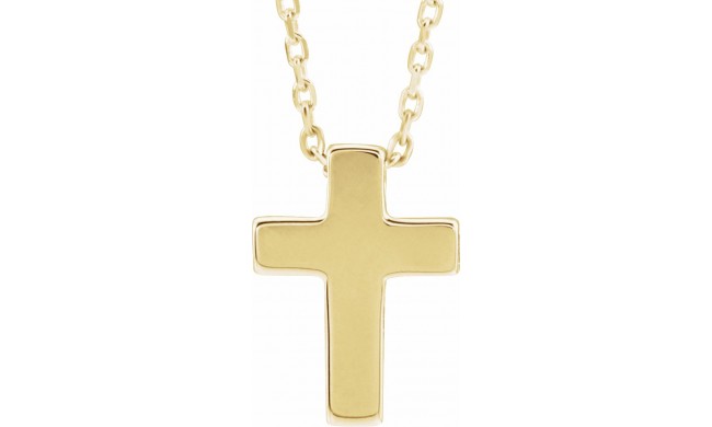 14K Yellow Petite Cross 16-18 Necklace