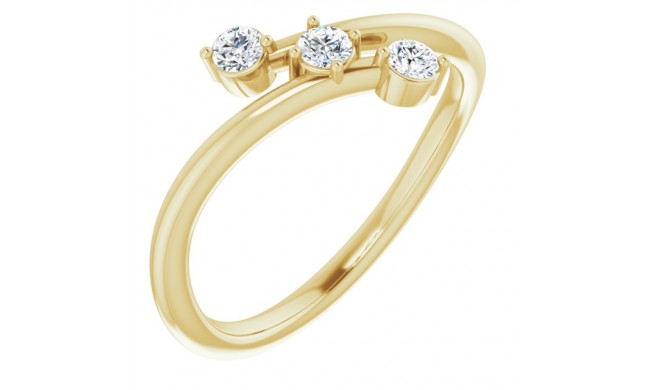 14K Yellow 1/5 CTW Diamond Three-Stone Bypass Ring