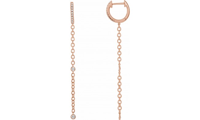 14K Rose 1/4 CTW Diamond Hinged Hoop Chain Earrings