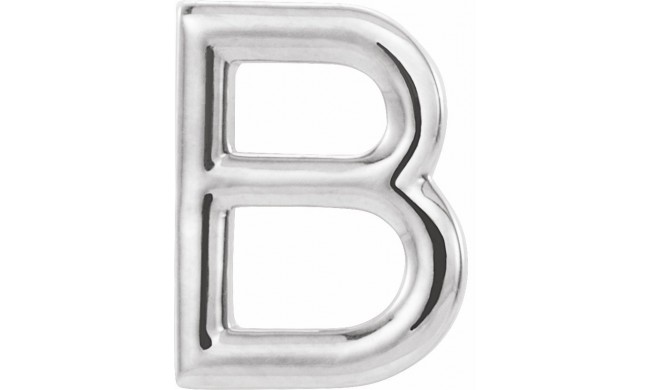 14K White Single Initial B Earring