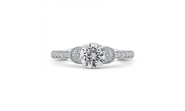 Shah Luxury Round Cut Diamond Engagement Ring In 14K White Gold (Semi-Mount)