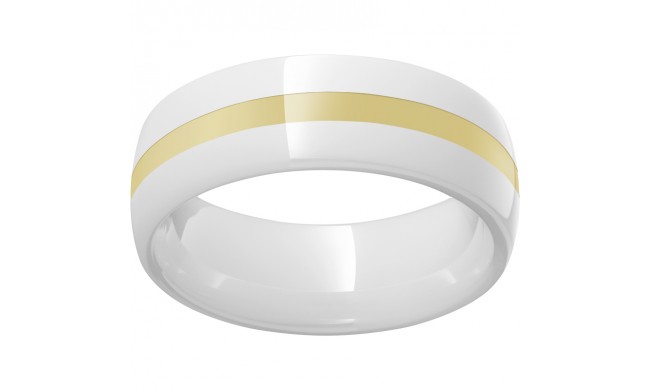 White Diamond CeramicDomed Ring with a 2mm 18K Yellow Gold Inlay