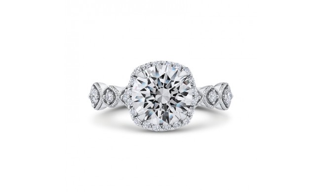 Shah Luxury 14K White Gold Round Cut Diamond Halo Engagement Ring (Semi-Mount)