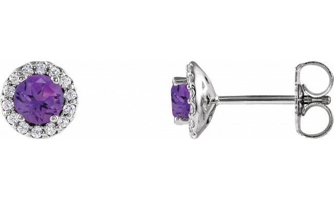 14K White Amethyst & 1/6 CTW Diamond Earrings