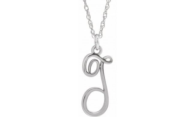 14K White Script Initial T 16-18 Necklace