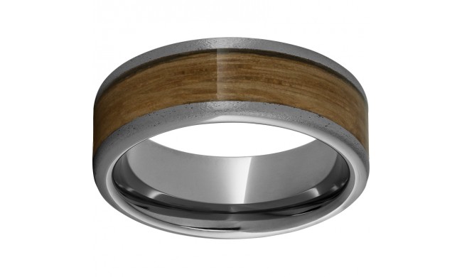 Rugged Tungsten  8mm Pipe Cut Band with Single Malt Barrel Aged Inlay and Stone Finish