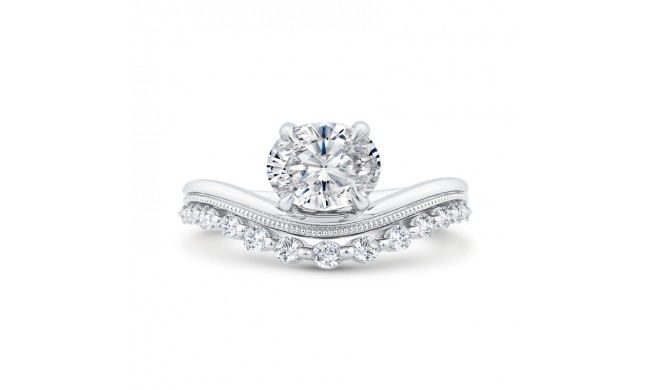 Shah Luxury 14K White Gold Oval Diamond Engagement Ring (Semi-Mount)