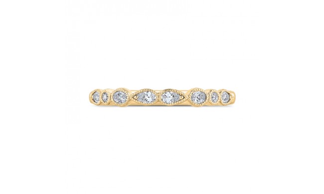 Shah Luxury 14K Yellow Gold Pear Oval and Round Diamond Wedding Band