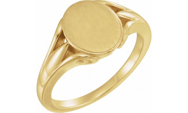 14K Yellow 12x10 mm Oval Signet Ring