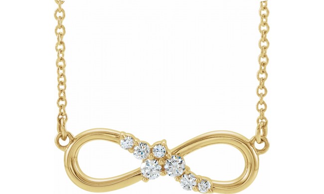 14K Yellow 1/8 CTW Diamond Infinity-Inspired Bar 18 Necklace