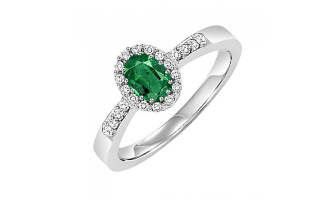 Gems One 14Kt White Gold Diamond (1/8Ctw) & Emerald (3/8 Ctw) Ring