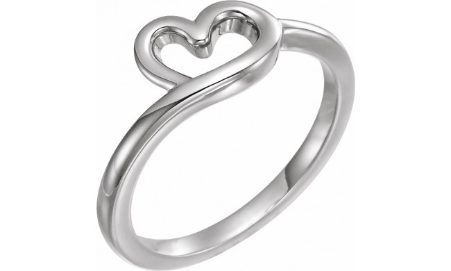 14K White Heart Youth Ring