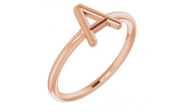 14K Rose Initial A Ring