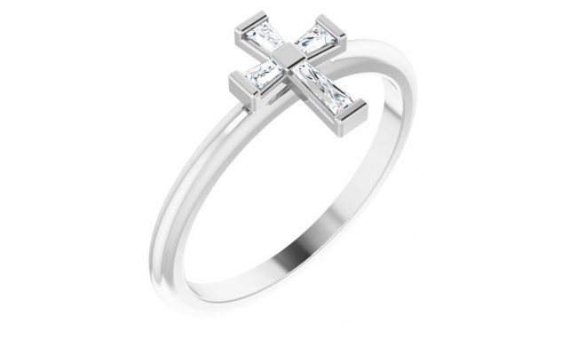 14K White 1/10 CTW Diamond Stackable Cross Ring