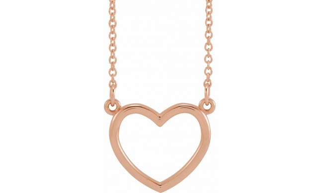 14K Rose 13.8x13 mm Heart 16 Necklace