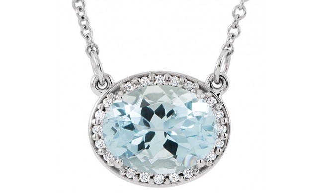 14K White Aquamarine & .04 CTW Diamond 16.5 Necklace