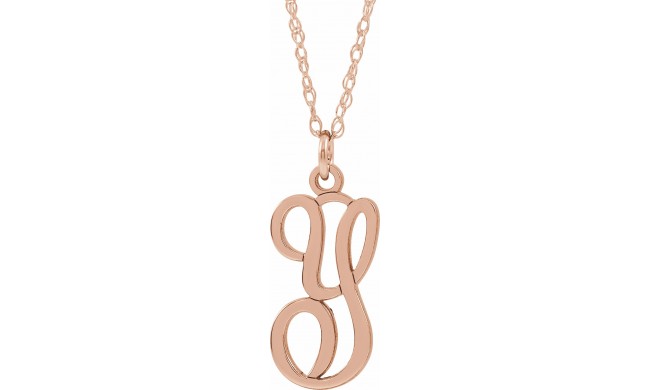 14K Rose Script Initial Y 16-18 Necklace