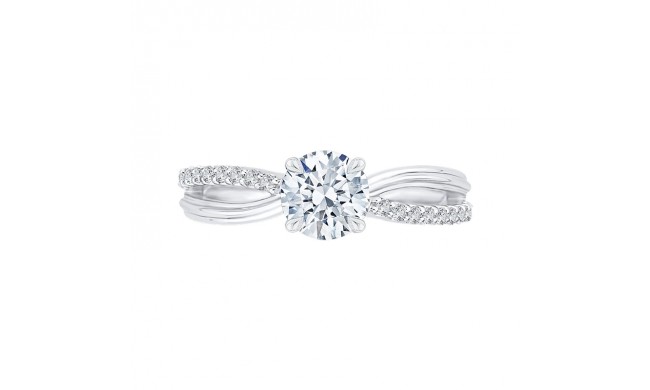 Shah Luxury Round Diamond Engagement Ring with Split Shank In 14K White Gold (Semi-Mount)