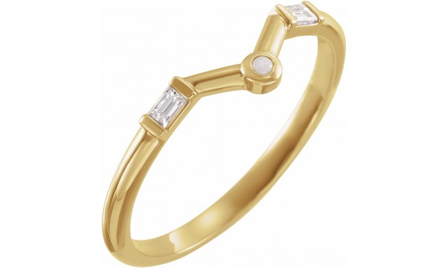 14K Yellow Opal & .08 CTW Diamond V Ring