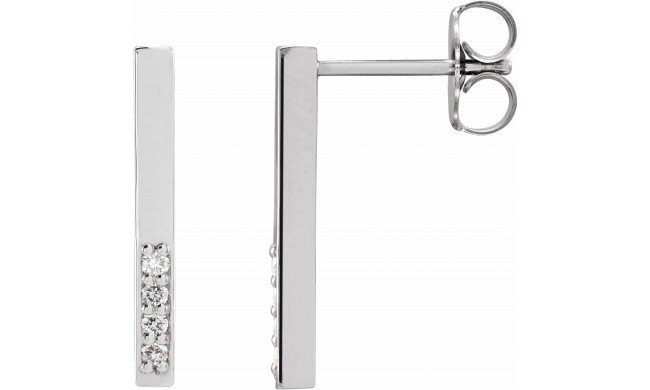14K White .07 CTW Diamond Bar Earrings