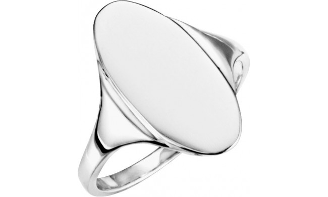 10K White 16.4x8.5 mm Oval Signet Ring