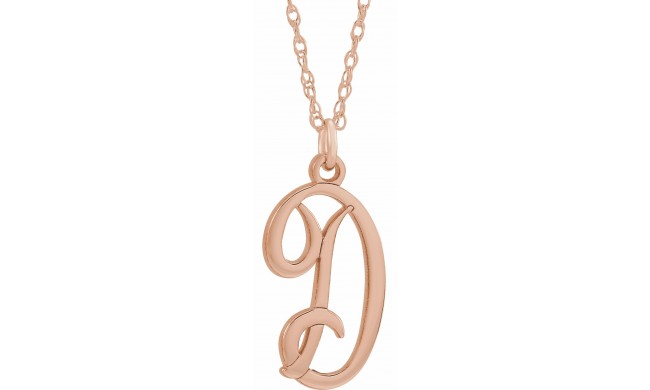 14K Rose Script Initial D 16-18 Necklace