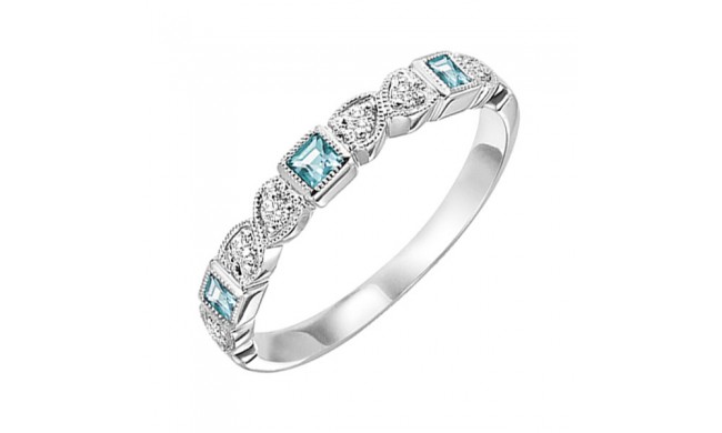 Gems One 14Kt White Gold Diamond (1/12Ctw) & Aquamarine (1/8 Ctw) Ring