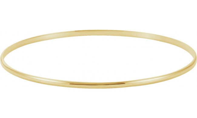 14K Yellow 2 mm Half Round Bangle 7 1/2 Bracelet